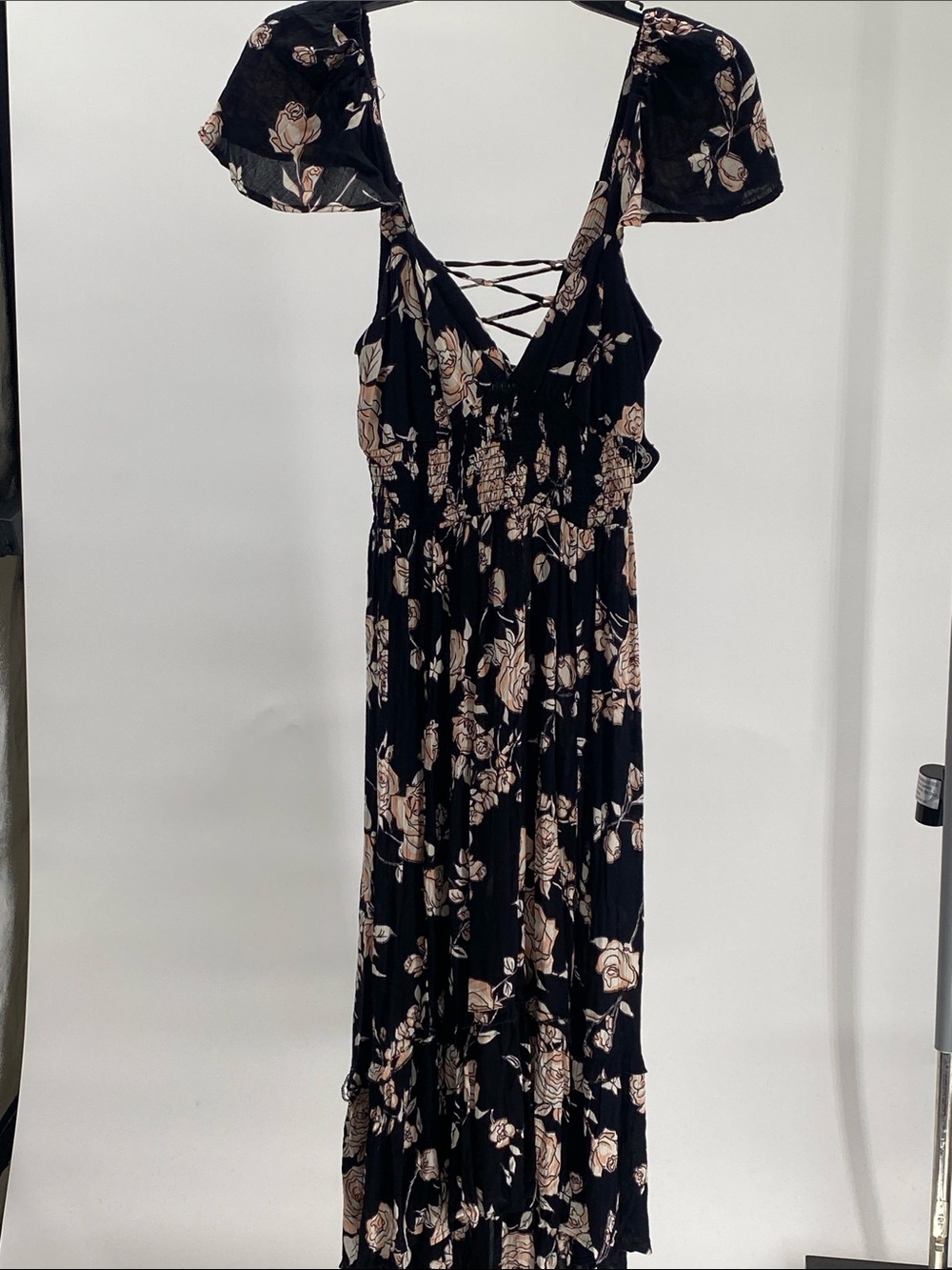 Nordstrom Angie Floral Bustier Dress(Black)